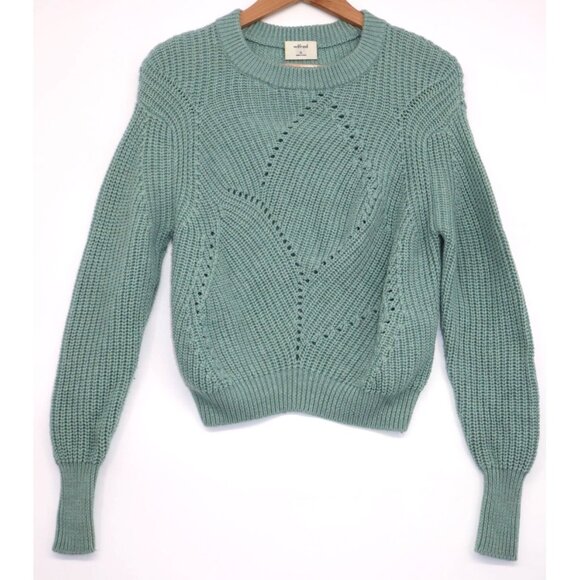 Wilfred XS Sage Green Chunky Knit Sweater With Intricate Openwork Pattern Preppy - Picture 1 of 8